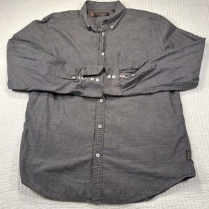 Ben Sherman Mens Button Front Long Sleeve Black Cotton Shirt Medium Front Pocket